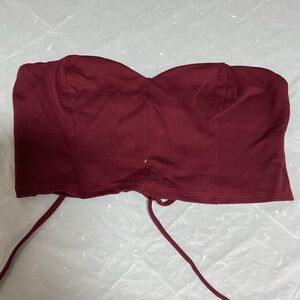 Fashion Nova Strapless Bustier Tank in Burgundy